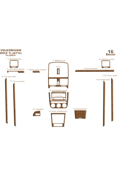 Marscockpitdesign فولكس واجن جولف 5 توربيدو مكيف رقمي 2003-2008 16 قطعة