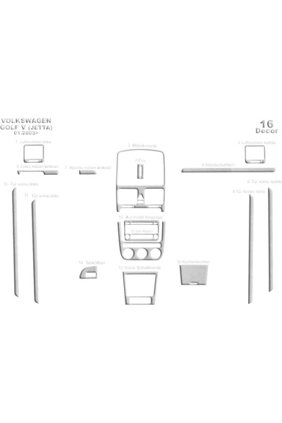 Marscockpitdesign فولكس واجن جولف 5 توربيدو مكيف رقمي 2003-2008 16 قطعة