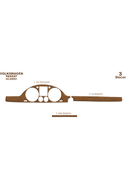 Marscockpitdesign لوحة عدادات فولكس فاجن باسات 2005-2010 3 قطع كونسول-تيربو