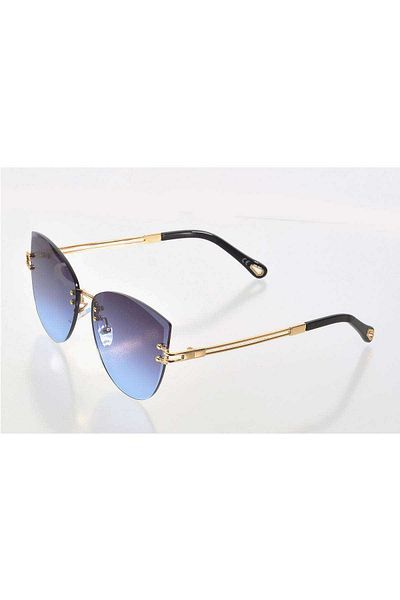 MBB ETİCARET Women's luxury blue colored glass sunglasses - fashion eyewear