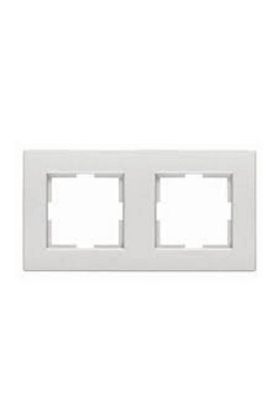 ÇEÇEN HOME إطار مزدوج أبيض، إطار مقبس فارغ مزدوج