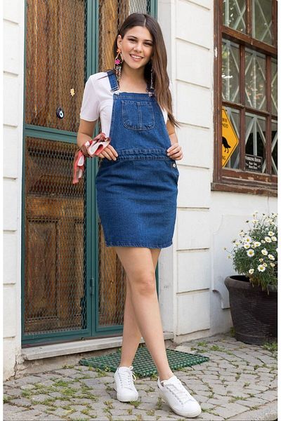 Shield Life Slopet Fusta Salopetă Suspender Fusta Denim Fusta Femei Albastru