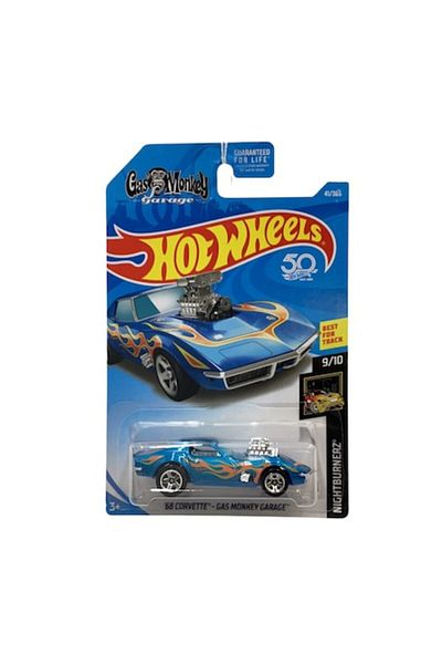 HOT WHEELS Masinuta Metalica Hot Wheels, 68 Corvette - Gas Monkey Garage, Editia 2018, Albastru, 1:64