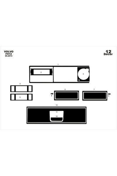 Marscockpitdesign فولفو 12 كونسول متوافق مع توربيدو 2013 - 12 قطعة