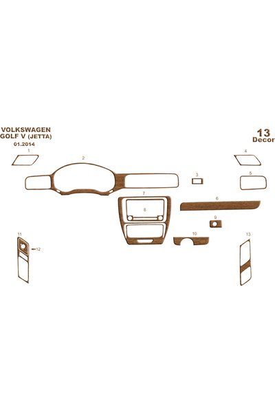 Marscockpitdesign غطاء كونسول توربيدو لفولكس فاجن جيتا 2011-2016 13 قطعة