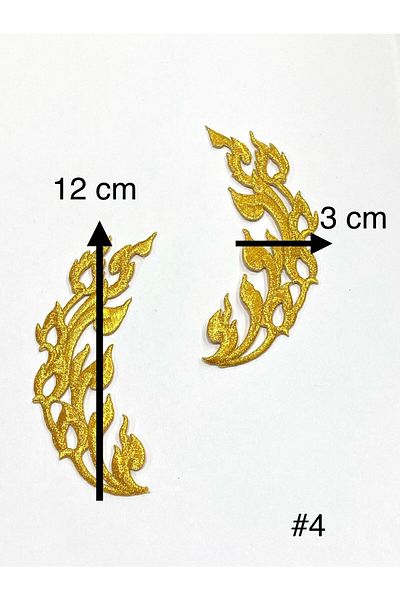 karantuhafiye Gold Glitter Iron-On Embroidery Applique/Glitter Applique Set of 2 # 4