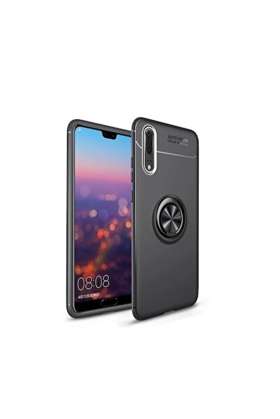 dalip Carcasă de protecție pentru Huawei P20 Pro cu inel magnetic, TPU, neagră