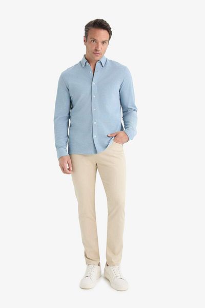 DeFacto Slim Fit Slim Fit Narrow Leg Textured Trousers E7959Ax25Au