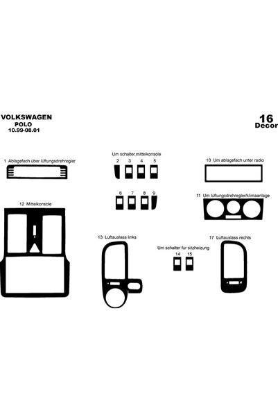 Marscockpitdesign فولكس واجن بولو متوافق مع وحدة التحكم-توبيردو 1999-2001 16 ...