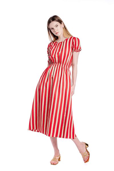RVL Red striped linen dress
