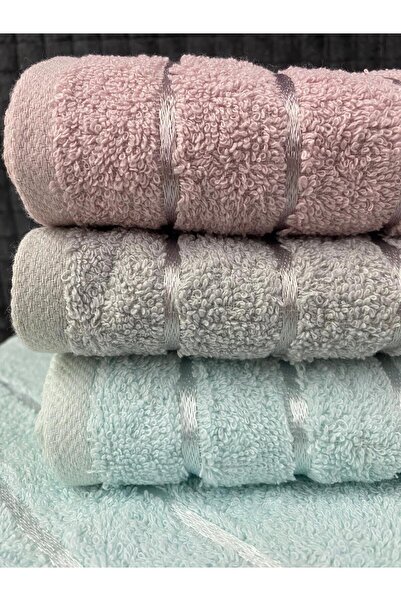 Bonny Home Line 3-Piece Hand and Face Towel Set – 50X90 cm 100% Cotton, Soft Textured, Striped Patterned