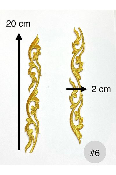 karantuhafiye Gold Glitter Iron-On Embroidery Applique/Glitter Applique Set of 2 # 6