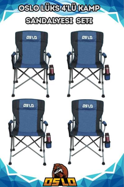 Oslo Lüks 4'iü Kamp Sandalye Seti Mavi