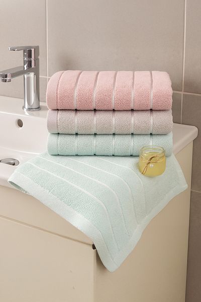 Bonny Home Line 3-Piece Hand and Face Towel Set – 50X90 cm 100% Cotton, Soft Textured, Striped Patterned