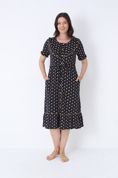 ROMEO LİFE Women's Cotton Modal Fabric Button Detailed Patterned Stylish Dress 7990