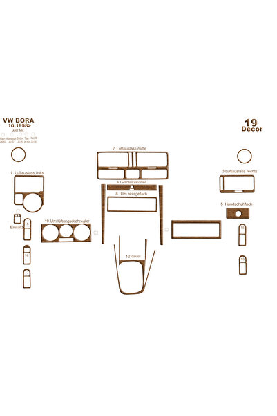 Marscockpitdesign فولكس واجن بورا مطلي بالألمنيوم 1998-2008 19 قطعة