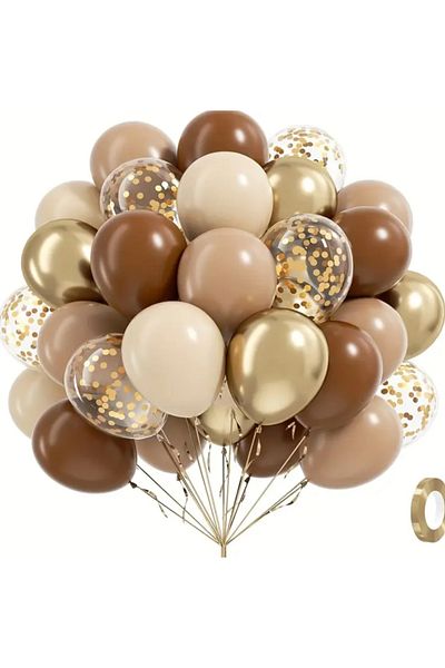 Çemrek Süs Parti Brown Caramel Sea Sand Transparent Sequin Balloon Harness Set of 25