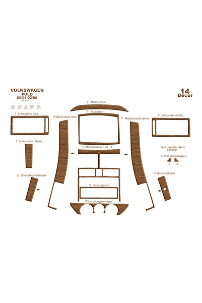 Marscockpitdesign فولكس واجن بولو متوافق مع وحدة التحكم-توبيردو 2001-2005 14 ...
