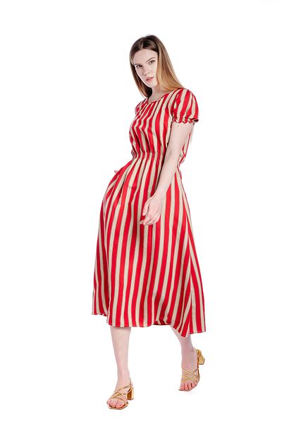 RVL Red striped linen dress