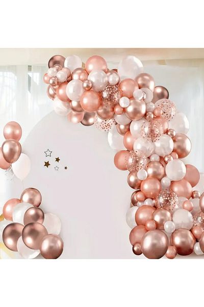 Çemrek Süs Parti Rose Chrome White Transparent Sequin Balloon Chain Set of 100