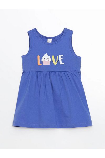 LC Waikiki Lcw Eco Lilac Crew Neck Printed Girls' Dress