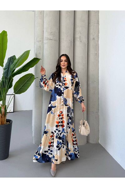 JESSE STORY Women's Hijab Dress Modal Fabric Patterned Dress