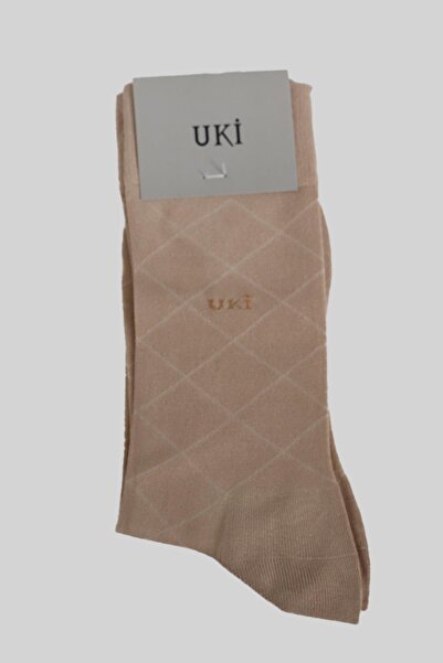 Uki BEJ Desenli Soket Çorap