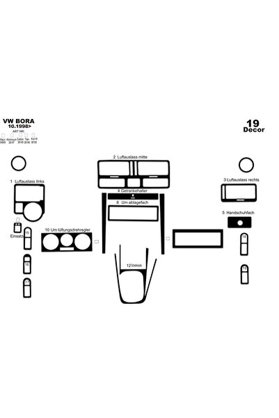 Marscockpitdesign فولكس واجن بورا مطلي بالألمنيوم 1998-2008 19 قطعة