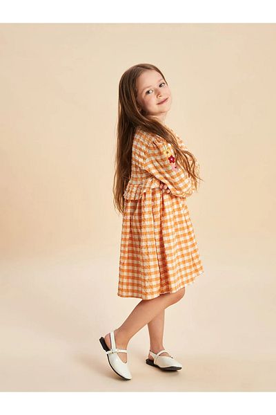 LC Waikiki Lcw Kids Sari Crew Neck Girls' Krinkle Dress