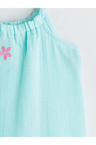 LC Waikiki Lcw kids turquoise floral girl's muslin dress