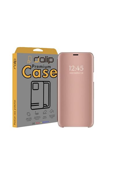 dalip Husa Flip Mad ClearView Mirror Dalip, pentru Huawei P30 Lite, Premium TPU, Rose Gold