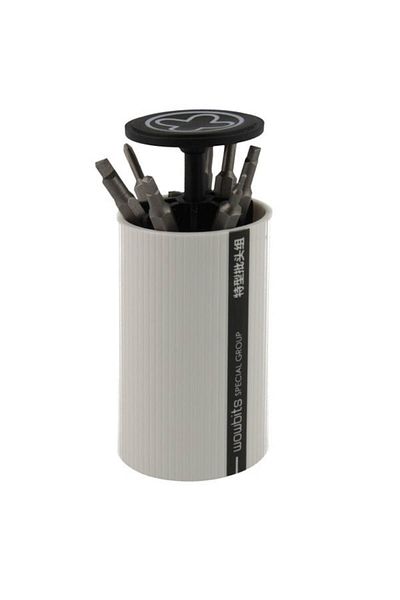 Dali Interchangeable Screwdriver with 7 Bits, Aluminum, Gray
