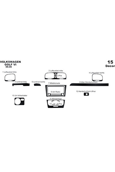 Marscockpitdesign فولكس واجن جولف 6 كونسول-تيربويد 2008 15 قطعة