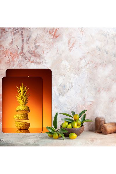 CONCEPT CAM Glass Cutting Board and Presentation Holder, Set (20X30 and 25X35 cm), 4 Mm, Colorful Pattern
