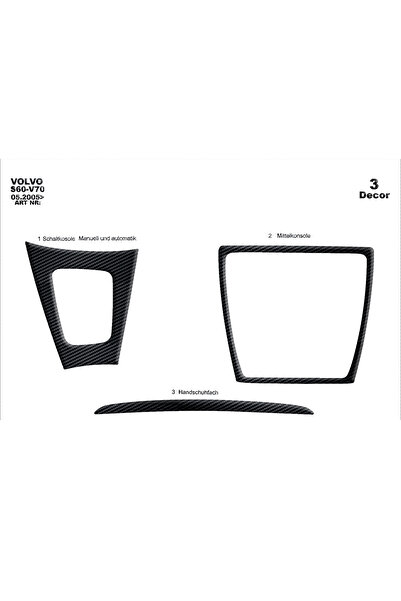 Marscockpitdesign فولفو S60 / V70 كونسول متوافق مع توربيدو 2005- 2009 3 قطع