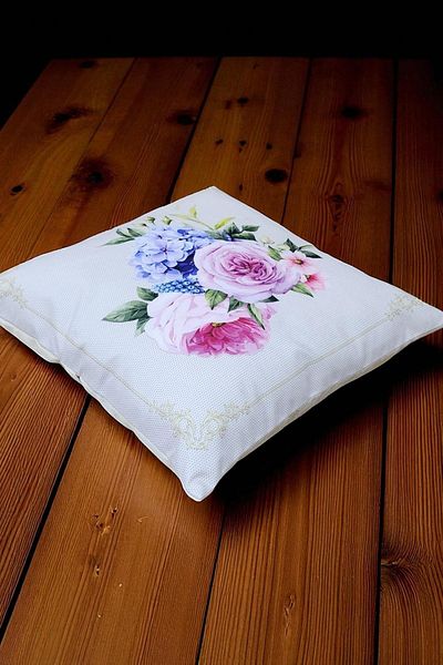 lissehome Pastel Flower Bouquet Digital Printed Throw Pillow Case - 40X40 cm