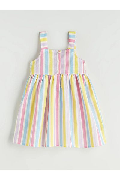 LC Waikiki Lcw Baby Mixed Square Collar Girl's Linen Dress