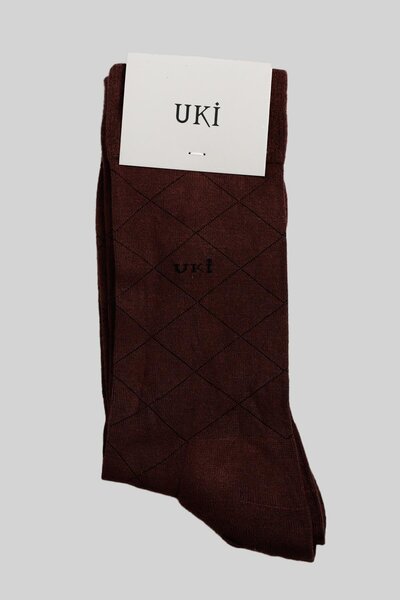 Uki KAHVE Desenli Soket Çorap