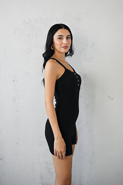 winmoda Hanging Buttoned Jumpsuit / Soft Textured Fabric