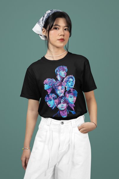 MAGORS Bts Bangtan Boys K-Pop Printed 100% Cotton Soft Texture Crewneck Children's and Youth Tshirt