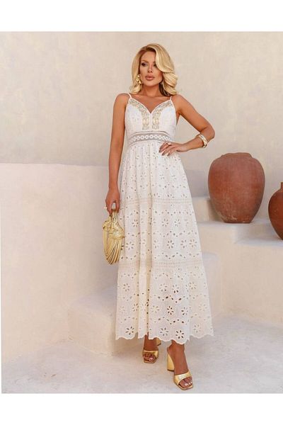Pulli Collection İtha Voile Brode and Embroidery Detailed Maxi Dress