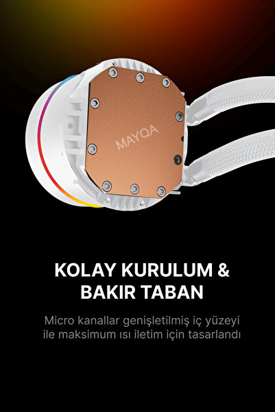 GAMETECH HYDRA AHD360W ARGB AYNALI FAN 360MM SONSUZLUK AYNALI BEYAZ SIVI SOĞUTMA