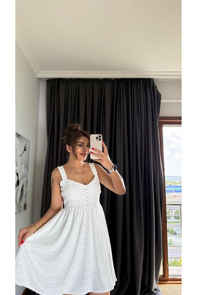 Daves White Scallop Dress