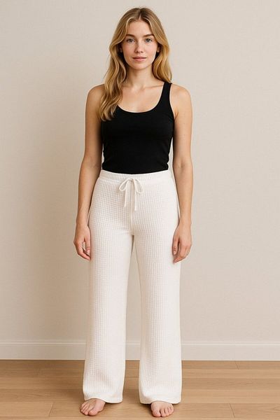 COTTONLAB Women's Elastic Waist Pol Leg Trousers