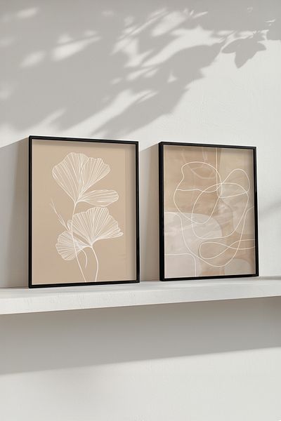 STARYUNA Modern Set of 2 Paintings with Black Wooden Frame Yuna4