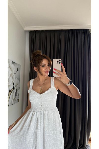 Daves White Scallop Dress