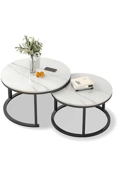 Türkiye 2 Round Coffee Table With Metal Frame