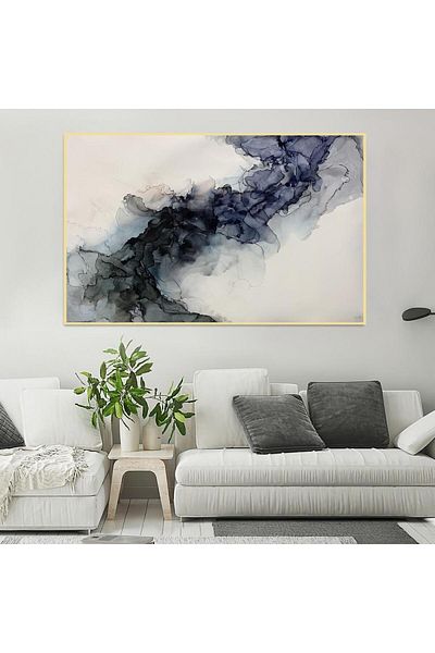 SND Abstract art canvas painting Silver Frame, 120×80 cm