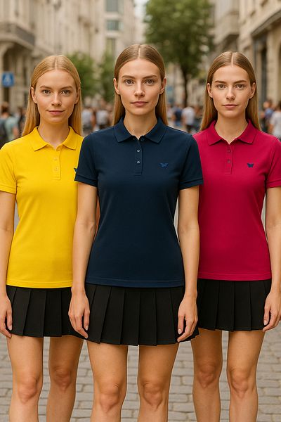 comstar Pachet de 3 tricouri pentru femei, cu mânecă scurtă, cu gât polo