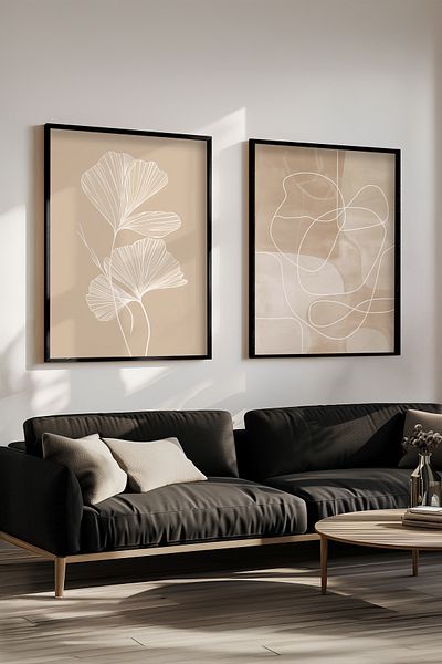 STARYUNA Modern Set of 2 Paintings with Black Wooden Frame Yuna4